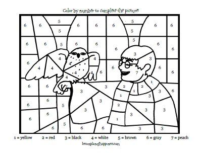 Harry Potter and Hedwig Color by Number Harry Potter Preschool, Harry Potter Worksheets For Kids, Harry Potter Color By Number, Harry Potter Unit Study, Harry Potter Lessons, Harry Potter Coloring Pages, Harry Potter Activities, Harry Potter Colors, Harry Potter Day