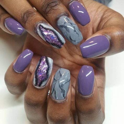 Geode Nail Trend | POPSUGAR Beauty Geode Nail Designs, Black Geode Nails, Geode Nails, Purple Geode Nails, Blue Agate Geode Wallpaper Room, Galaxy Nails, Best Nail Polish, Trendy Nail Art, Crystal Nails