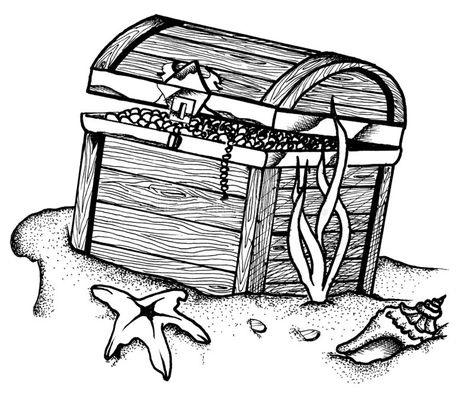 Underwater Treasure Chest. Illustration of a treasure chest lying on the sand, u #Sponsored , #Advertisement, #sponsored, #Treasure, #Illustration, #lying, #Chest Underwater Treasure Chest, Under The Sea Tattoo Ideas, Cartoon Treasure Chest, Underwater Mural, Under The Sea Drawings, Ocean Theme Tattoos, Underwater Treasure, Pirate Ship Tattoos, Ocean Sleeve