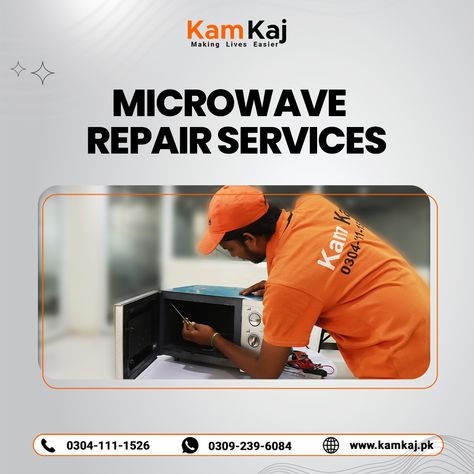 Is your microwave not heating your food as it should? Our expert technicians specialize in diagnosing and repairing microwave issues quickly and efficiently. Book Now: https://www.kamkaj.pk/p/microwave-repair Call us now: 0304-111-1526 WhatsApp: 0309-2396084 Play Store: https://bit.ly/2NclU5o App Store: https://apple.co/38BmLEr #MicrowaveRepair #ApplianceRepair #MicrowaveProblems #KitchenAppliance #HomeAppliance #MicrowaveFix #ApplianceMaintenance #QuickFix #KitchenSolutions #RepairExperts Microwave Oven Repair, Microwave Repair, Oven Repair, Hvac Installation, Kitchen Solutions, Making Life Easier, Appliance Repair, Microwave Oven, App Store