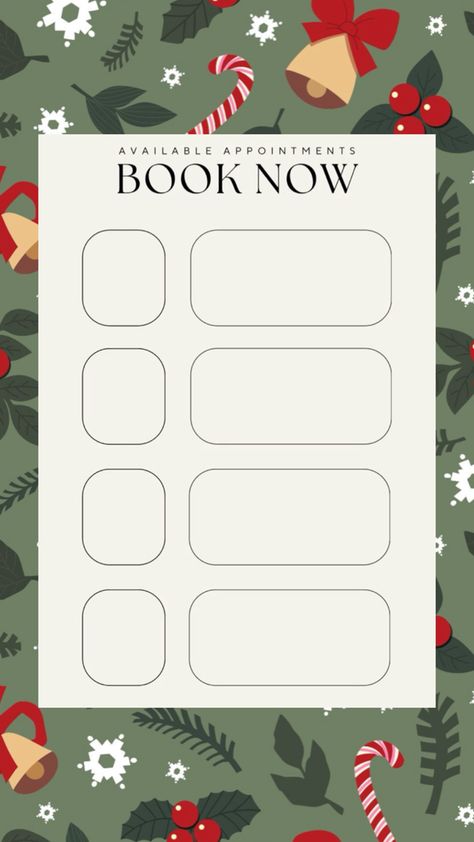 Christmas booking appointment Template Appointment Template, Hair Salon Business, Teddy Bear Images, Appointment Book, Salon Business, Hair Appointment, Appointments Available, Instagram Ideas Post, Christmas Templates