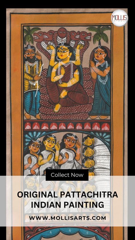 ORIGINAL INDIAN FOLK ART PAINTING - PATTACHITRA Indian Folk Art Painting, Folk Lore, Durga Kali, Indian Painting, Goddess Statue, Indian Folk Art, West Bengal, Folk Art Painting, Etsy Handmade