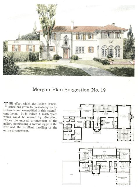 Italian Renaissance Style Home Italian Villa Floor Plans, Spanish Villa Floor Plans, Southwestern Architecture, Italian House Plans, Functional Garage, Italian Mansion, Spanish Revival Home, Sims Inspiration, Building Inspiration