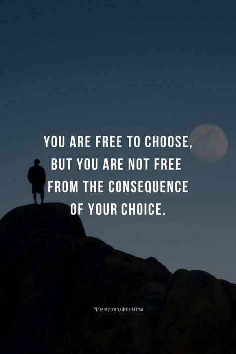 You Are Free To Make Your Own Choices, Every Choice Has A Consequence, Choices And Consequences, Meditative Mind, Choices Quotes, Right To Choose, Make A Choice, The Choice, Self Discipline