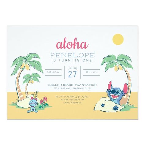 Lilo And Stitch Beach Birthday Invitation #birthdayinvitations #birthday #1stbirthdayinvitations #quinceanerainvitations #birthdayinvitationstemplate #birthdayinvitationcard #disneybirthdayinvitations #zazzle #zazzleinvitation Lilo And Stitch Beach, Beach Birthday Invitations, Beach Baby Showers, Disney Baby Shower, Gender Neutral Baby Shower Invitations, Lilo Y Stitch, Disney Things, Baby Shower Invitaciones, Babies Newborn