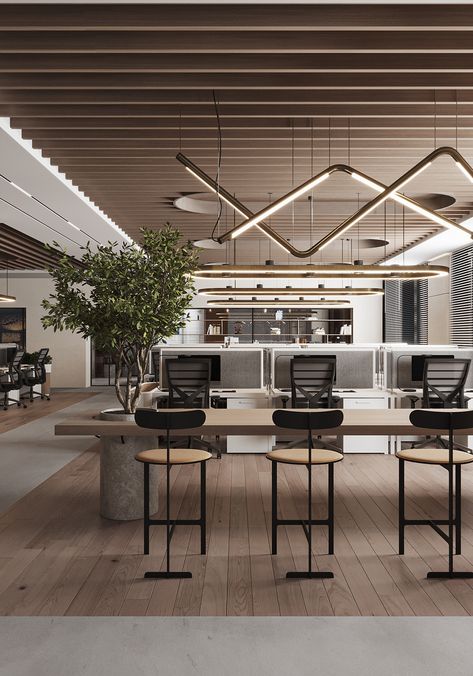 OPEN PLAN OFFICE IN JEDDAH Scandinavian Office Design, Office Interior Design Luxury, Meeting Room Design Office, Office Open Plan, Office Design Inspo, Open Plan Office, Open Office Design, Open Concept Office, Creative Office Design