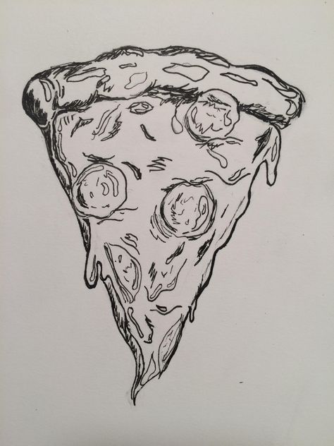 Pizza Pizza Drawing Realistic, Pizza Sketch Drawing, Cartoon Pizza Drawing, Drawing Of Pizza, Pizza Sketch, Menu Project, Pizza Tattoo, Pizza Drawing, Piece Of Pizza