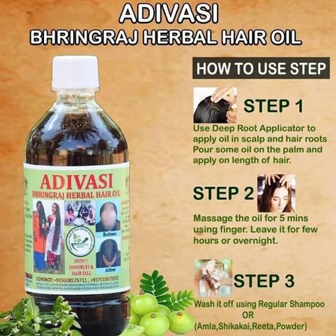 Natural Adivasi Bhringraj Herbal Hair Oil 100ml Made With Pure Ayurvedic Herbs 7 Hair Oil Scalp, Hair Strengthening Oil, Herbal Hair Oil, Stop Hair Breakage, Unwanted Hair Growth, Hair Oil Serum, Essential Oils For Hair, Herbal Hair, Ayurvedic Herbs