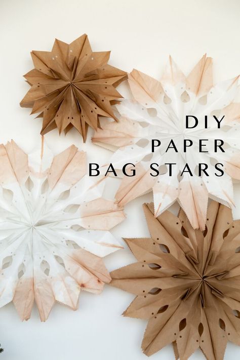 Scandi Paper Stars, Paper Bag Stars Diy, Paper Bag Stars, Diy Paper Bag, Christmas Miracle, Paper Bag Crafts, Youtube Ideas, Paper Lunch Bags, Paper Christmas Decorations