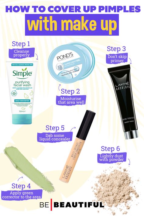 Hide pimples with makeup Makeup Materials Products, Makeup For Pimple Skin, How To Hide Pimples With Makeup, How To Hide Pimples, Makeup For Acne Prone Skin, Cover Pimples, Cover Up Pimples, Modelling Tips, Makeup Prep