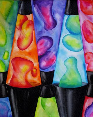 Lava Lamp Art, February Inspiration, Pretty Paintings, 8th Grade Art, Middle School Art Projects, 6th Grade Art, Lava Lamps, 4th Grade Art, 70s Party