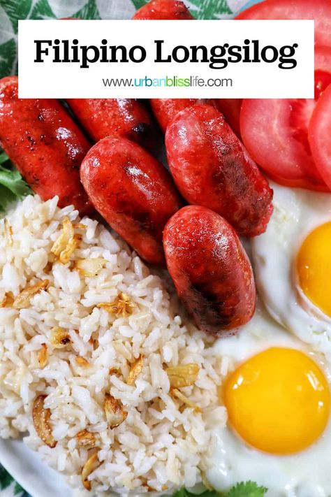 Longanisa Recipe, Filipino Sausage, Longsilog, Pinoy Breakfast, Silog Meals, Easy Filipino Recipes, Breakfast Rice, Filipino Breakfast, Fried Garlic