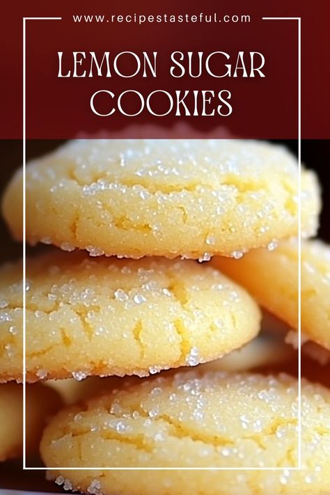 Delight in these refreshing Lemon Sugar Cookies, featuring a perfect blend of zesty lemon flavor and a tender, chewy texture. Perfect for any occasion! Citrus Cookies, Lemon Sugar Cookies Recipe, Lemon Treats, Lemon Cookies Recipes, Citrus Recipes, Lemon Sugar Cookies, Santa Cookie, Recipes For Christmas, Vanilla Sugar Cookie