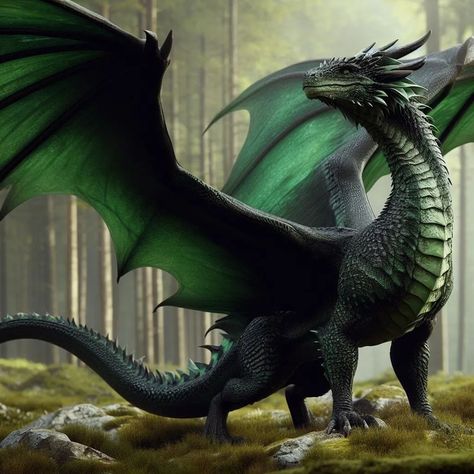 Black And Green Dragon, Dark Green Dragon, Dragon Wyvern, Dragon Green, Realistic Dragon, Dragon Artwork Fantasy, Beginner Art, Gemstone Art, Beautiful Dragon