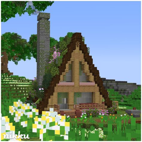 Bedrock Minecraft Builds, A Frame Minecraft House, Minecraft A Frame House, Big Minecraft Houses, Overwatch Oc, Play Bakery, Mc Ideas, Minecraft Things, Raised Flower Beds