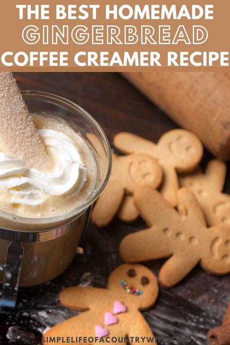 As the holiday season approaches, there’s nothing quite like waking up to the aroma of a freshly brewed cup of coffee. So I’m excited to share with you a delicious recipe that will take your morning coffee to a whole new level – Homemade Gingerbread Coffee Creamer. | how to make gingerbread coffee creamer | diy gingerbread coffee creamer | gingerbread coffee creamer homemade | gingerbread coffee creamer recipe | homemade coffee creamer christmas Homemade Dry Coffee Creamer Recipe, Brown Butter Coffee Creamer, Gingerbread Coffee Creamer, Creamer Homemade, Comfort Drinks, Homemade Coffee Creamer Recipe, Diy Coffee Creamer, Gingerbread Coffee, Gingerbread Syrup