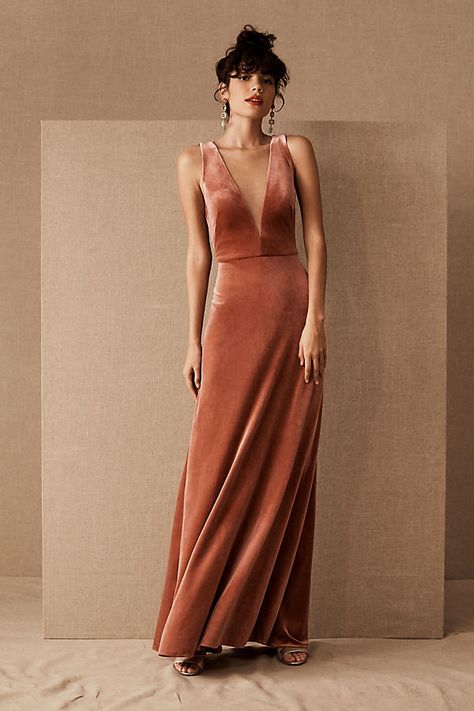 Dinner Dress Formal, Brown Evening Dresses, Velvet Bridesmaid Dresses, Velvet Maxi Dress, Jenny Yoo, Column Gown, Dinner Dress, 인물 사진, Formal Evening Dresses