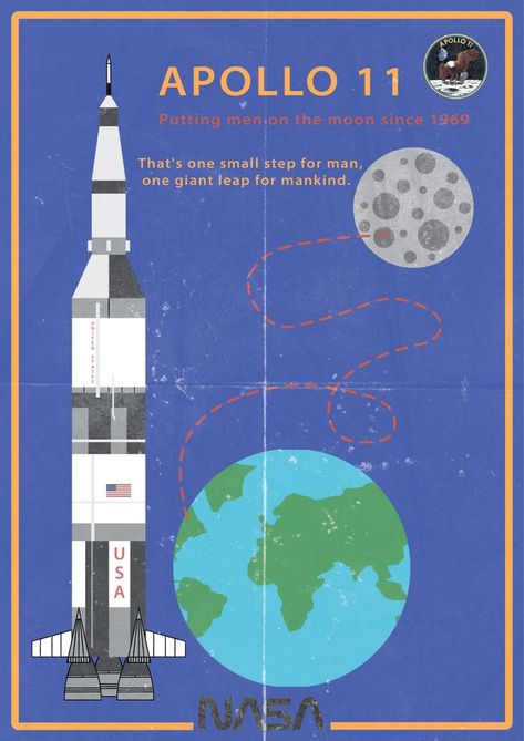 Apollo 11 Poster, Nasa Retro Space Posters, Apollo 11 Blueprint, Apollo 1, Nasa Apollo, One Small Step, Apollo 11, Nasa, Movie Posters