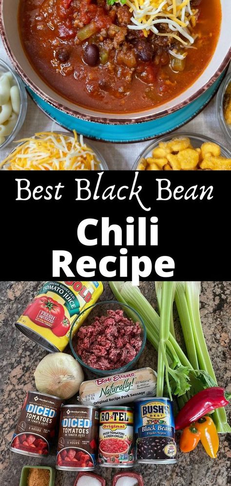 Best Black Bean Chili Recipe, Black Bean Chili Recipe, Chili Recipe With Black Beans, Black Bean Stew, Black Bean Soup Recipe, Pork Chili, Beef Chili Recipe, Bean Chili Recipe, Bean Chilli