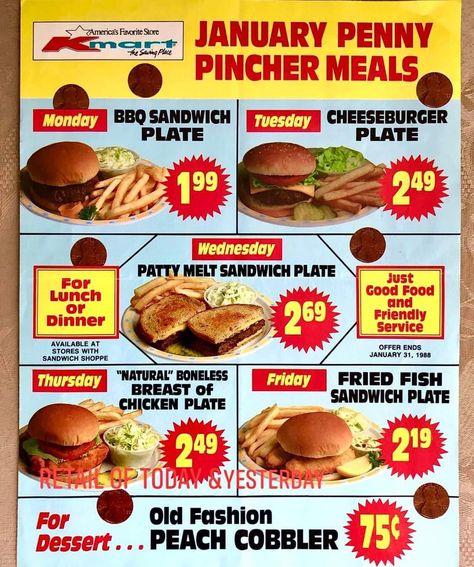 Vintage Tv Dinners, Retro Food Ads, Mcdonald Menu, Funny Vintage Ads, Freebies By Mail, Burger Menu, Chicken Plating, Patty Melt, Vintage Menu