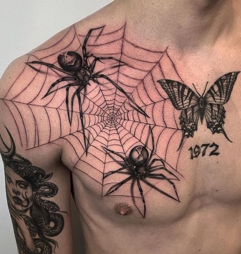 Spider Web Tattoo, Web Tattoo, Wicked Tattoos, Spider Tattoo, Creepy Tattoos, Pretty Tattoos For Women, Shoulder Tattoos For Women, Tattoo Style Drawings, Badass Tattoos