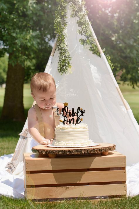 Wild One Outdoor Photoshoot, Wild One Cake Smash Photo Shoot, Cake Smash Theme Outdoor, One Year Smash Cake Boy, Wild One Photo Shoot Boy, First Birthday Outdoor Party, One Year Old Photoshoot Ideas Outdoor, Birthday Cake One Year Old Boy, Cake For One Year Old Boy