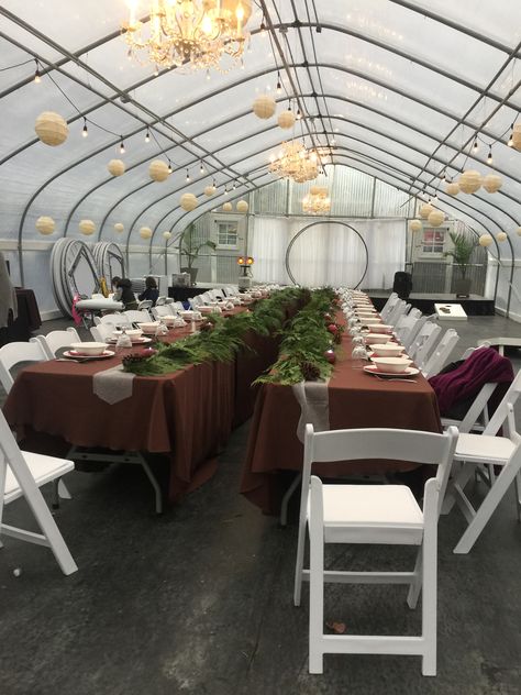 Greenhouse Thanksgiving Greenhouse Party, Dinner Fancy, High Tunnel, Natural Plant Food, Greenhouse Design, Wedding Venues Oregon, Fundraising Gala, Run For The Roses, Greenhouse Wedding