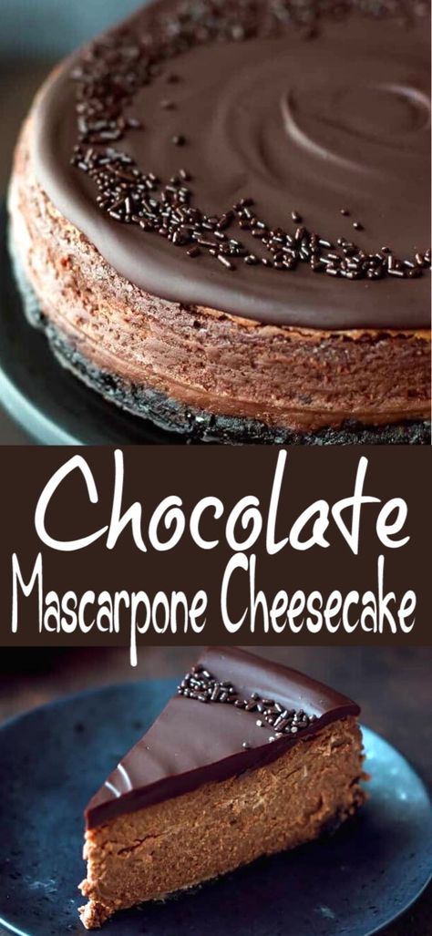 Chocolate Ganache Topping, Mascarpone Cheesecake, Chocolate Mascarpone, Chocolate Cookie Crust, Mascarpone Filling, Mascarpone Recipes, Impressive Dessert, Chocolate Cheesecake Recipes, Impressive Desserts