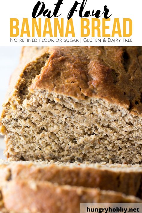 Healthy Oat Flour Banana Bread, Banana Bread With Oat Flour Recipe, Banana Bread Oat Flour Greek Yogurt, Oat Flour Banana Bread Recipe, Banana Bread Without Sugar, Banana Bread No Eggs, No Sugar Banana Bread, Oat Flour Banana Bread, Banana Bread With Applesauce