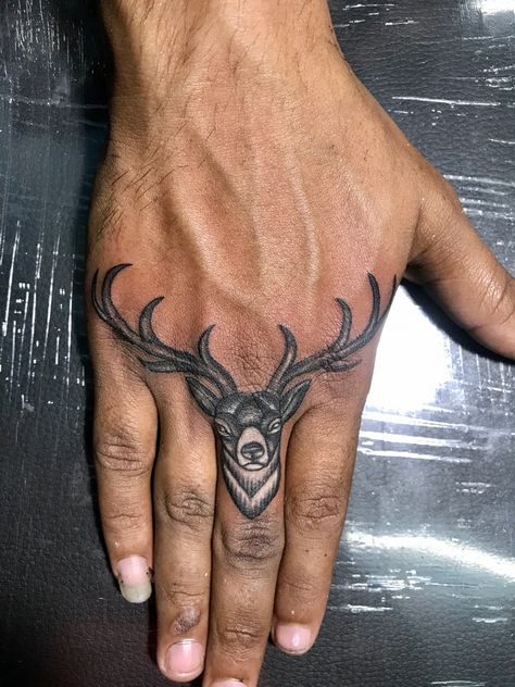 Tattoo On Hand, Deer Tattoo, Hand Tattoos For Guys, Hand Tattoo, Tattoo On, Fish Tattoos, Jesus Fish Tattoo, Hand Tattoos, Tattoos For Guys