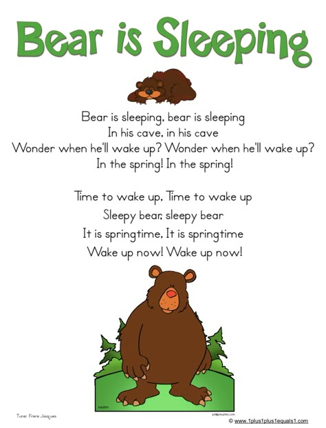 Bear hibernation song Hibernation Preschool Activities, Hibernation Crafts, Hibernation Preschool, Hibernation Activities, Bears Preschool, Bear Songs, Circle Time Songs, Craft Preschool, Classroom Songs