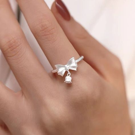 Lily of the Valley vibes 🌸✨ Cute and dainty, these are our favorite pieces! 💕 #coquette #cottagecore #softgirl #jewelry #jewellery #aesthetic #romantic #ootd #fashion #rings #lilyofthevalley #lily #floraljewelry Girls Ring Design, Aesthetic Silver Rings, Ring Design Silver, Orchid Ring, Girls Ring, Orchid Flower, Design Silver, Flower Ring, Types Of Rings