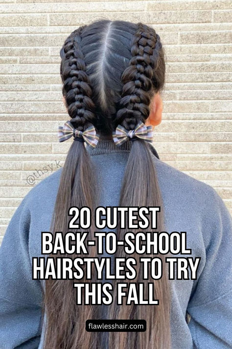 Braided Pigtails Cute Hairstyles For Elementary School, 2 Plaits Hairstyles For School, Back To School Hairstyles 4th Grade, Cute Ways To Braid Your Hair, 5th Grade Girl Hairstyles, First Day Of Pre K Hairstyles, Hair Styles Protective Hairstyles, Easy Back To School Hairstyles For Kids, Girls First Day Of School Hairstyles