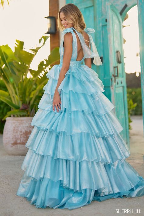 Tiered Prom Dress, Ruffle Prom Dress, A Line Prom Dress, Sherri Hill Prom, Sherri Hill Prom Dresses, Prom Long, Tulle Ball Gown, Sherri Hill Dresses, Gown Prom