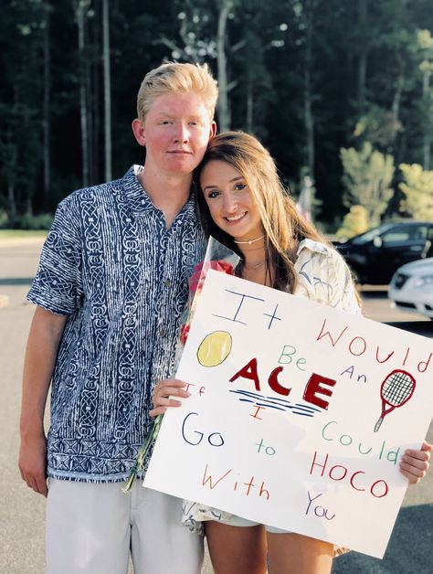 Tennis Hoco Proposal, Hoco Proposal Ideas, Proposal Ideas Romantic, Dance Asks, Hoco Signs, Cute Hoco Proposals, Tennis Fits, Prom Proposals, Cute Homecoming Proposals