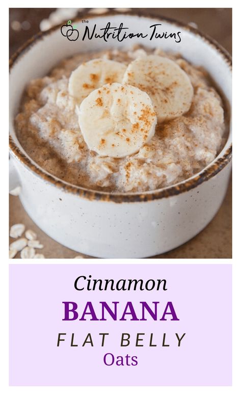 Cinnamon Banana Flat Belly Oats. This easy breakfast is perfect for a weight loss diet plan or goes with a flat belly workout plan. #flatbelly #recipe #healthy #breakfast For MORE RECIPES, fitness  nutrition tips please SIGN UP for our FREE NEWSLETTER www.NutritionTwins.com Flat Belly Breakfast Ideas, Fiber Recipes, Fat Burning Breakfast, Healthy Thoughts, Flat Belly Foods, Better Breakfast, Therapy Techniques, Eating Healthier, Banana Protein