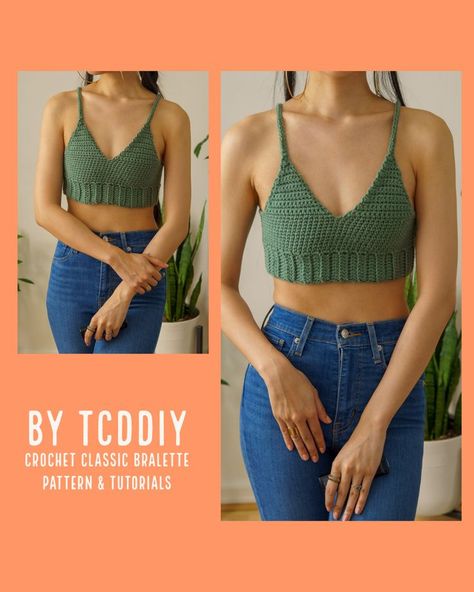 Crochet Crop Top Tutorial, Crochet A Crop Top, Crop Top Tutorial, Crochet Top Tutorial, Diy Bralette, Easy Crochet Top, Crochet Bralette Pattern, Ladies Tops Patterns, Diy Crochet Top