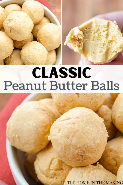 This easy peanut butter balls recipe is perfect for serving during the holidays, or for gifting. This easy 4 ingredient recipe is a simple no bake recipe for peanut butter balls that is made from an old fashioned recipe. No Rice Krispies or graham crackers required, just basic, simple ingredients! If you're looking for a tasty, yet simple and classic peanut butter balls recipe, you have to try this old fashioned version. The ultimate Christmas no bake recipe! Christmas No Bake, Easy Peanut Butter Balls, Easy Food Gifts, Peanut Butter Balls Easy, Skippy Peanut Butter, Peanut Butter Balls Recipe, Old Fashioned Recipe, No Bake Recipe, Peanut Butter Snacks