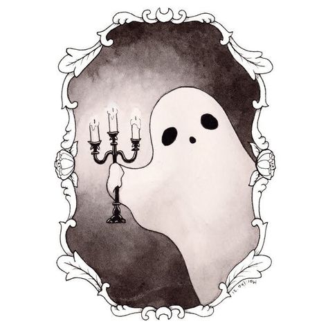 Heart Drawing Anatomical, Digital Halloween Art, Cute Halloween Prints, Halloween Art Drawing Illustrations, Spooky Art Ideas, Candlelight Illustration, Creepy Mushroom Drawing, Watercolour Ghost, Halloween Cute Art