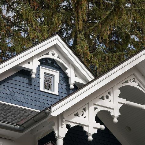 We 💙 this gorgeous project by @rings_end, featuring #TruExterior Siding and Trim! As seen on the mouldings of the home, this innovative trim can be used to recreate the most intricate of designs while resisting moisture, bugs, and extreme weather. Truexterior Siding, Old House Exterior, Victorian Porch, Siding Trim, Shotgun House, House Trim, Trim Work, Exterior Trim, Exterior Decor