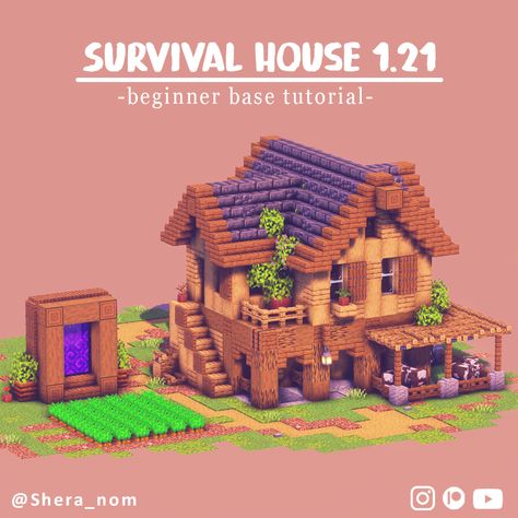 Hey there! Here is a cozy Survival house for beginners! Build downloads are available for supporters on Patreon Easy House Minecraft Tutorial, Minecraft Tannery House, Minecraft House Base Layout, Base Layout Minecraft, Minecraft Survival House Blueprints, Beginner Minecraft House, Easy Survival Houses Minecraft, Minecraft Beginner House, Survival Base Minecraft