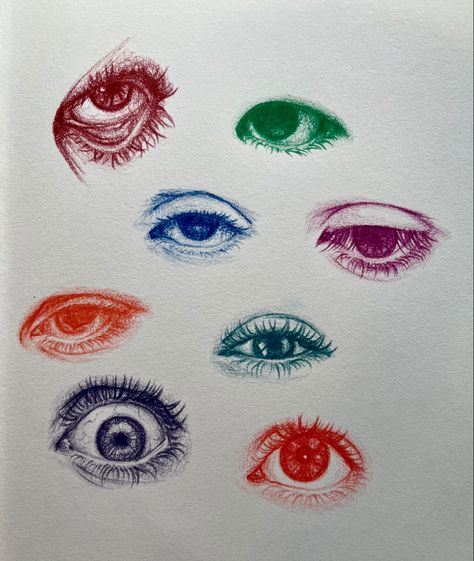 Eye Sketch Color Pencil, Colored Pencil Beginner, Easy Coloured Pencil Drawings, Realistic Colored Pencil Drawings Easy, Coloured Pencil Drawings Easy, Pencil Colour Sketches For Beginners, Beginner Colored Pencil Drawing Ideas, Eye Drawing Colored Pencil, Color Pencil Doodles