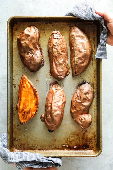 Best Baked Sweet Potato, Morning Recipes Breakfast, Baked Sweet Potatoes, Cooking Sweet Potatoes, Baked Sweet Potato, Think Food, Sweet Potato Recipes, Live Simply, Veggie Dishes