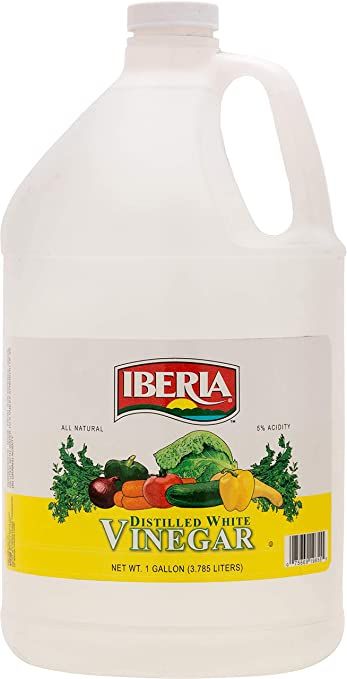 Iberia All Natural Distilled White Vinegar, 1 Gallon - 5% Acidity Wine Salt, Clean Window Blinds, Remove Deodorant Stains, Candle Wax Removal, Food Spoilage, Stain Remover Carpet, Happy Belly, Dipping Sauces, Deodorant Stains