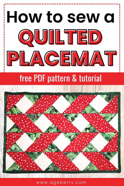 learn how to sew a placemat Sewing For Dummies, Easy Placemats, Quilted Placemat Patterns, Quilted Placemat, Sewing Tutorials Bags, Sewing Christmas Gifts, Christmas Sewing Projects, Straight Line Quilting, Place Mats Quilted