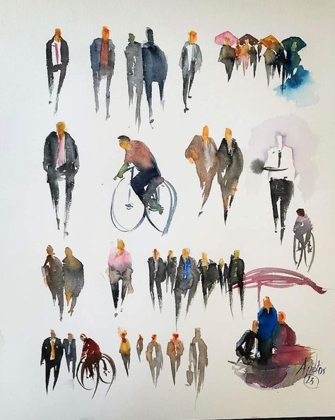 Watercolor Painting Of People, Figures In Watercolor, Abstract Watercolor People, Painting Human Figures, Watercolour People Simple, Watercolor People Simple, Watercolor Paintings Abstract People, Human Figure Watercolor, Walking Sketch