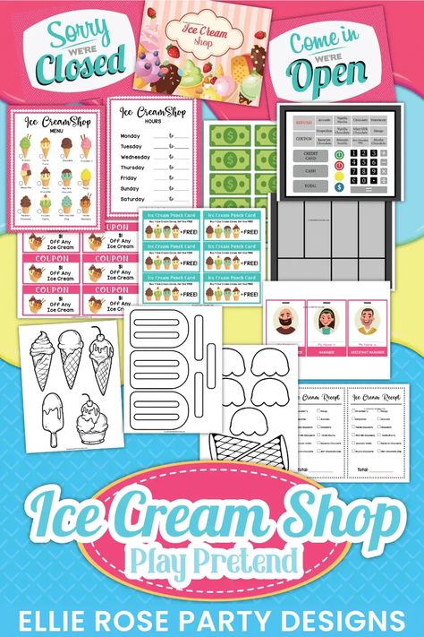 Scoop up our free Ice Cream Shop Pretend Play printables and transform your dramatic play center into an ice cream shop! Get it here! Pretend Play Ice Cream Shop, Diy Ice Cream Shop Pretend Play, Ice Cream Shop Free Printables, Ice Cream Dramatic Play Printables Free, Pretend Play Free Printables, Free Dramatic Play Printables, Ice Cream Dramatic Play, Dramatic Play Printables Free, Ice Cream Shop Dramatic Play