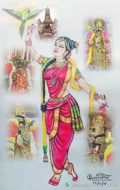 Goda Devi Images, Godha Devi Images, Godha Devi, Goda Devi, Kerala Mural Painting, Lord Vishnu Wallpapers, Hinduism Art, Tanjore Painting, Goddess Artwork