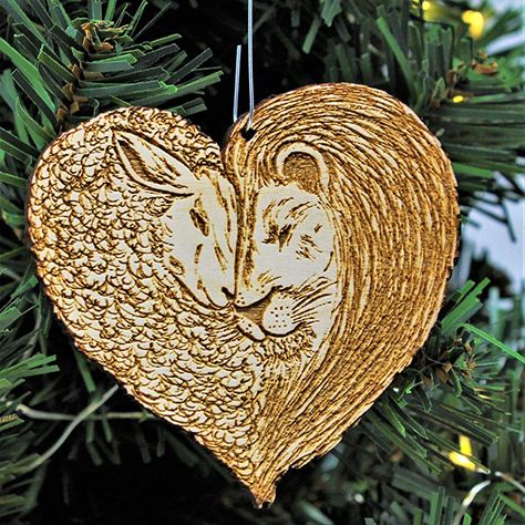 Lambs And Wolves, Spiritual Holidays, Jesse Tree Ornaments, Ornament Hanger, Heart Christmas Ornaments, Lion And Lamb, Friends Christmas, Green Cases, You Have Been Warned