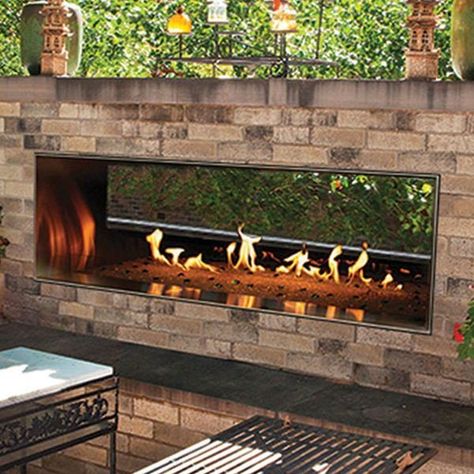 Outdoor Gas Fireplace, Linear Fireplace, Backyard Fireplace, Diy Pergola, Fire Glass, Fireplace Design, Outdoor Fire, Outdoor Fireplace, Patio Ideas